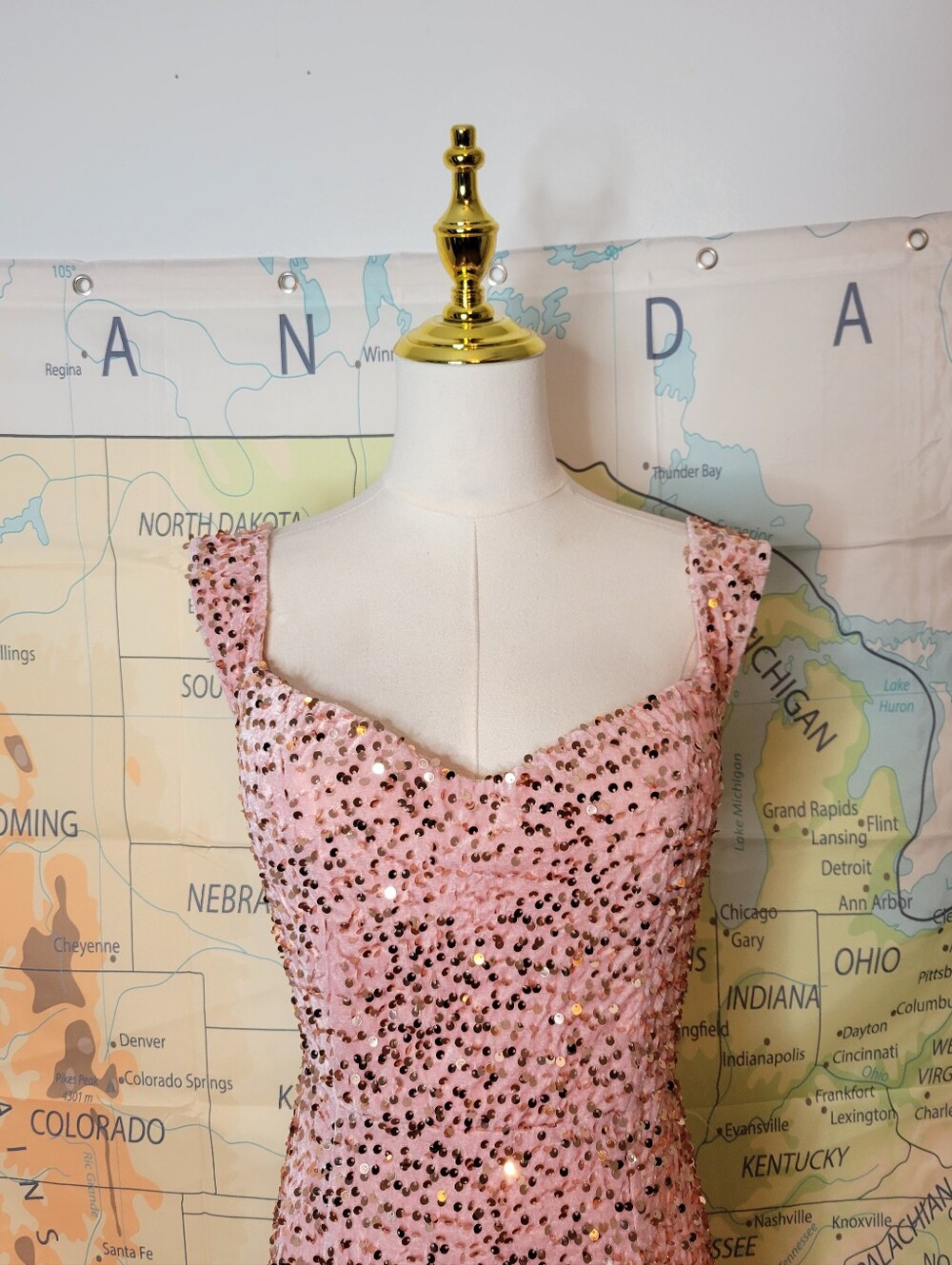 Fashion Nova Elegant Pink Velvet Sequin Evening Gown - Picture 4 of 16